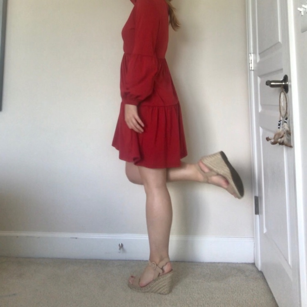 Red Ruffled Mini Dress - Picture 2 of 4